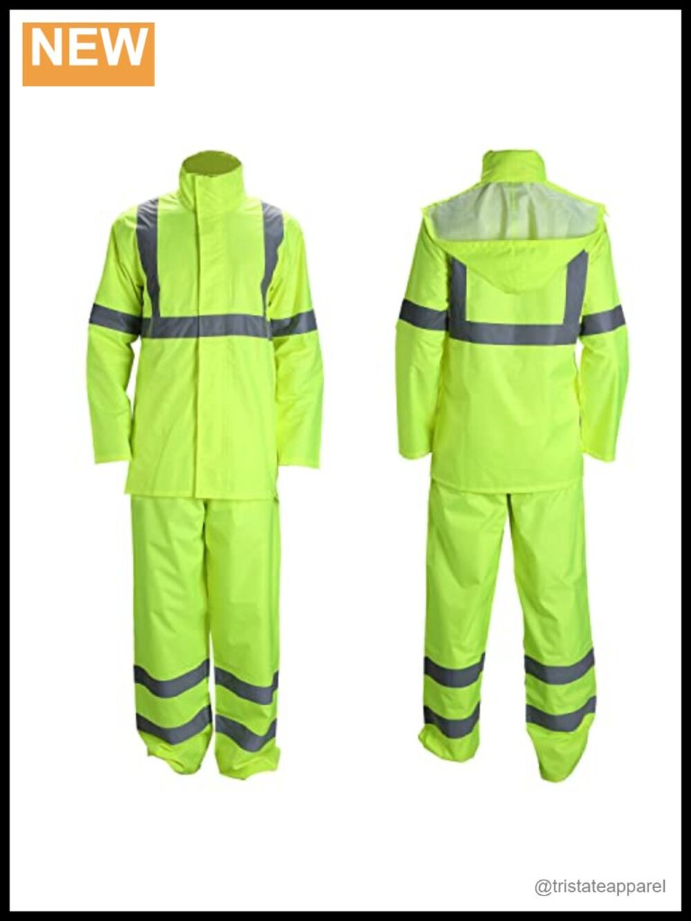 High Visibility Rain Suit Reflective ANSI Class 3 Waterproof Work Jacket Pants
